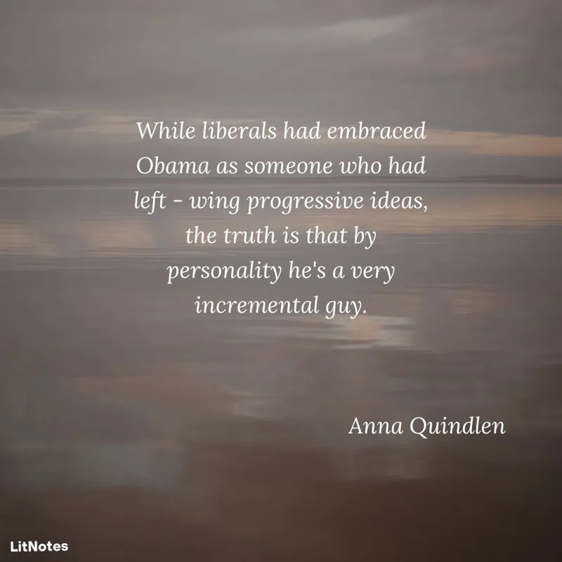 While liberals had embraced Obama as someone who had left - wing progressive ideas, the truth is that by personality he's a very incremental guy.